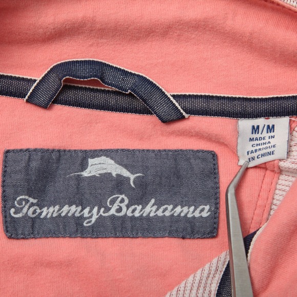 Tommy Bahama Pullover Mens Medium Red Snap Mock Neck Long Sleeve Cotton Henley - Picture 4 of 10